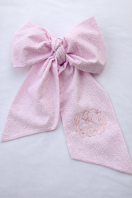 Seersucker Bow Swaddle